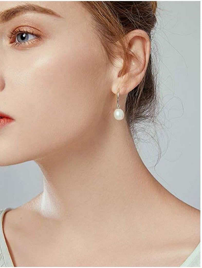 Forever Love Authentic 925 Sterling Silver AAA Grade Natural White Freshwater Pearl Stud Earrings or Drop Earrings Tarnish Resistant Hypoallergenic Nickel Free Women Jewelry - Image 4